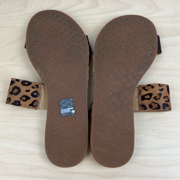 UGG Women’s Size 8.5 Amalia Slide Sandals Flats Leopard Animal Print Leather - Picture 8 of 10